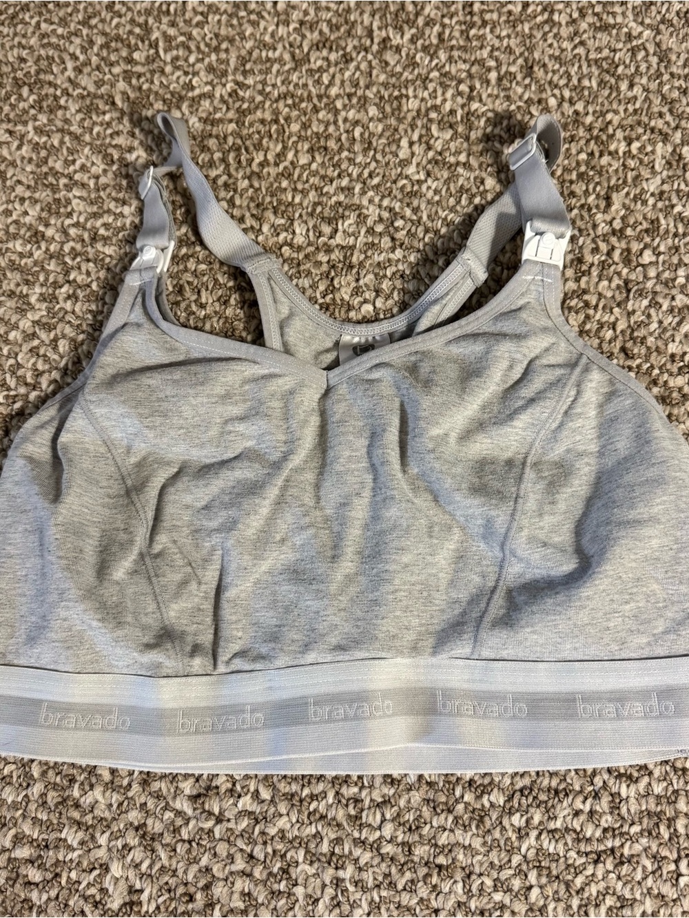 Bravado Designs Nursing Bra Gray Wireless Clip-Down Medium